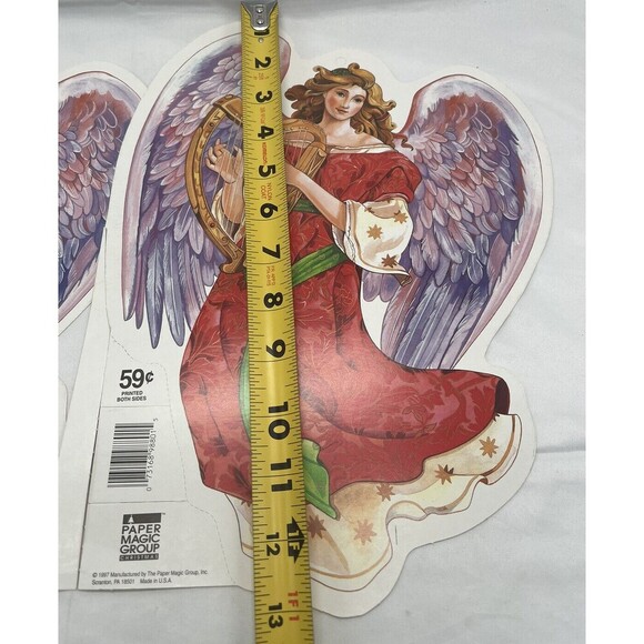 Vintage 2 Paper Magic Group Christmas Angel Playing Ark Die Cut Decoration 12” - Picture 9 of 14